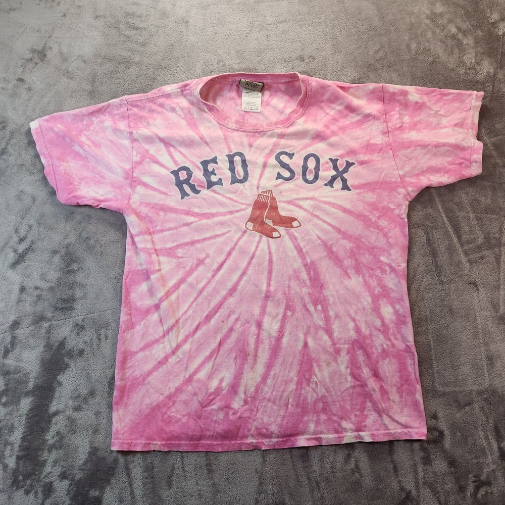 Liquid Blue Boston Red Sox T Shirt Girls Large Pink Spiral Tie Dye MLB Vintage